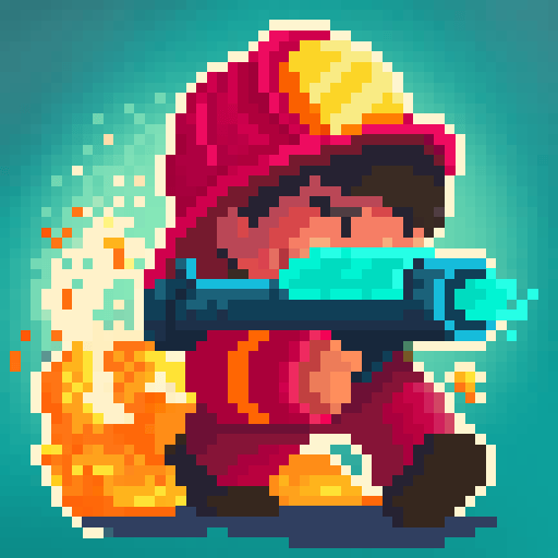 Firefighter pixel shooter png